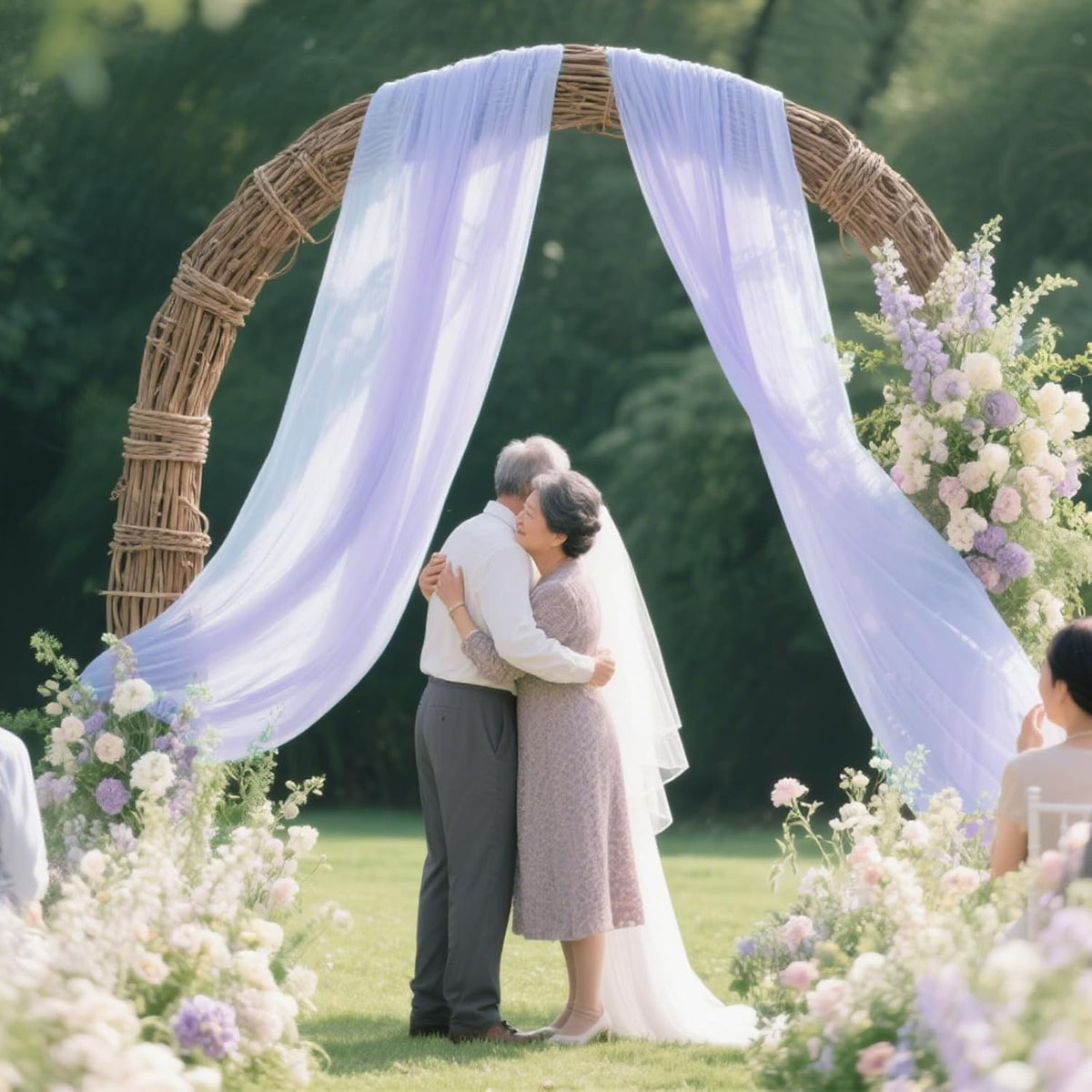 VOK Lavender Wedding Arch Draping Fabric Chiffon Fabric, 29in x 18Ft Sheer Chiffon Outdoor Curtain