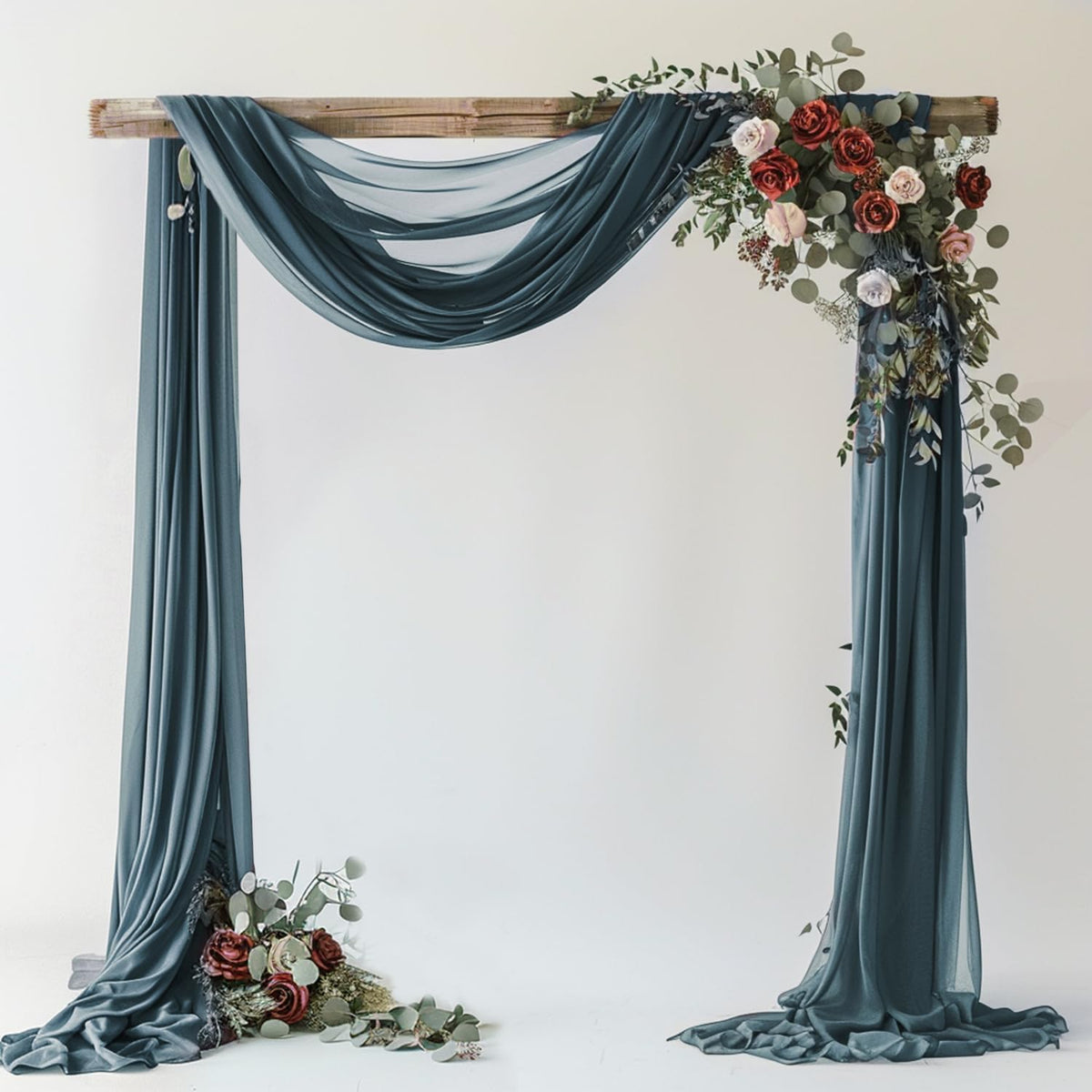 Wokceer Wedding Arch Draping Fabric Grey Blue 28.7" x 20FT Sheer Drapes Backdrop for Ceremony