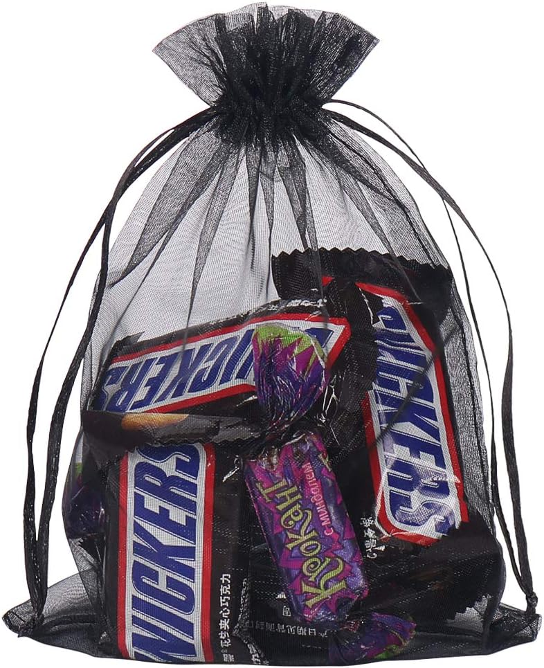 YQL Black Organza Bags,100PCS 5x7 Inch Gift Favor Bags Mesh Fruit Protection Bags Jewelry Pouches