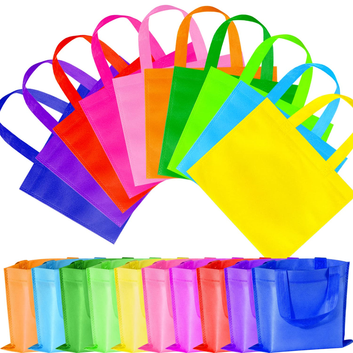 GITMIWS 30 Pack Non Woven Party Favor Bags, 9.8'' Small Reusable Kids Tote Bags with Handles