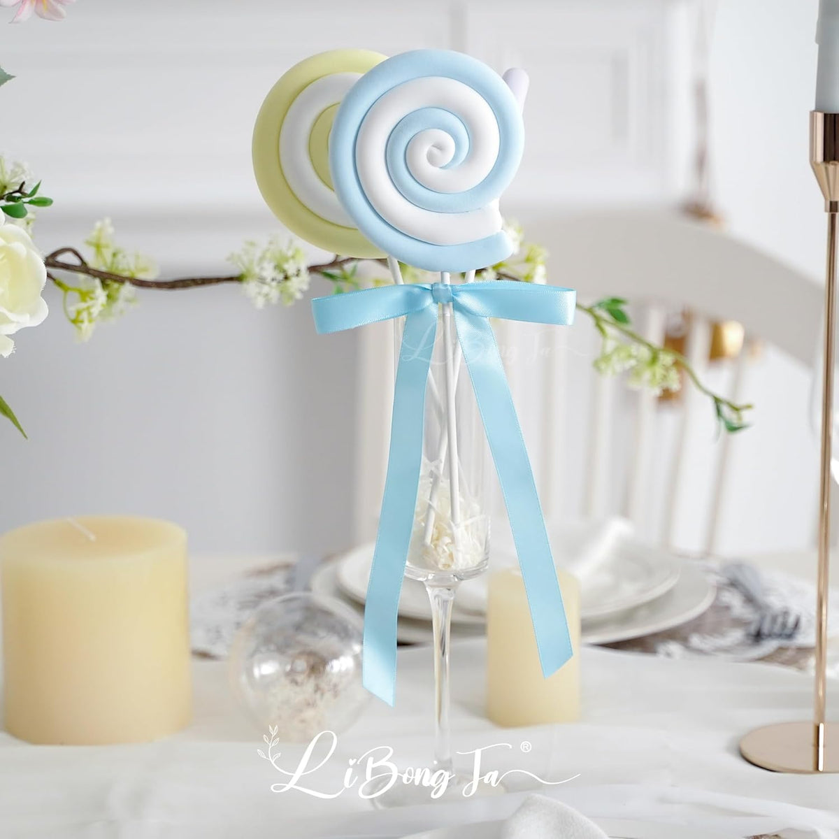 50 PCs Blue Bow 5 Inch Long Tail Bows for Gift Wrapping, Easter Bow Party Decorations, Twist Tie
