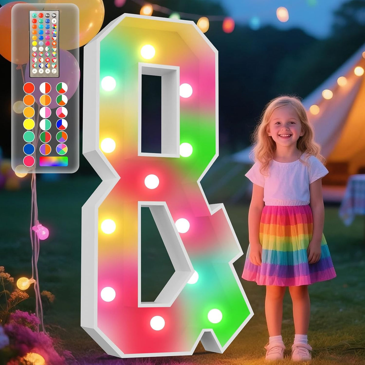 Ledido 4FT Marquee Light Up Letters, 34 Colors Changing Marquee Letter 4 Feet Tall with Remote, Big