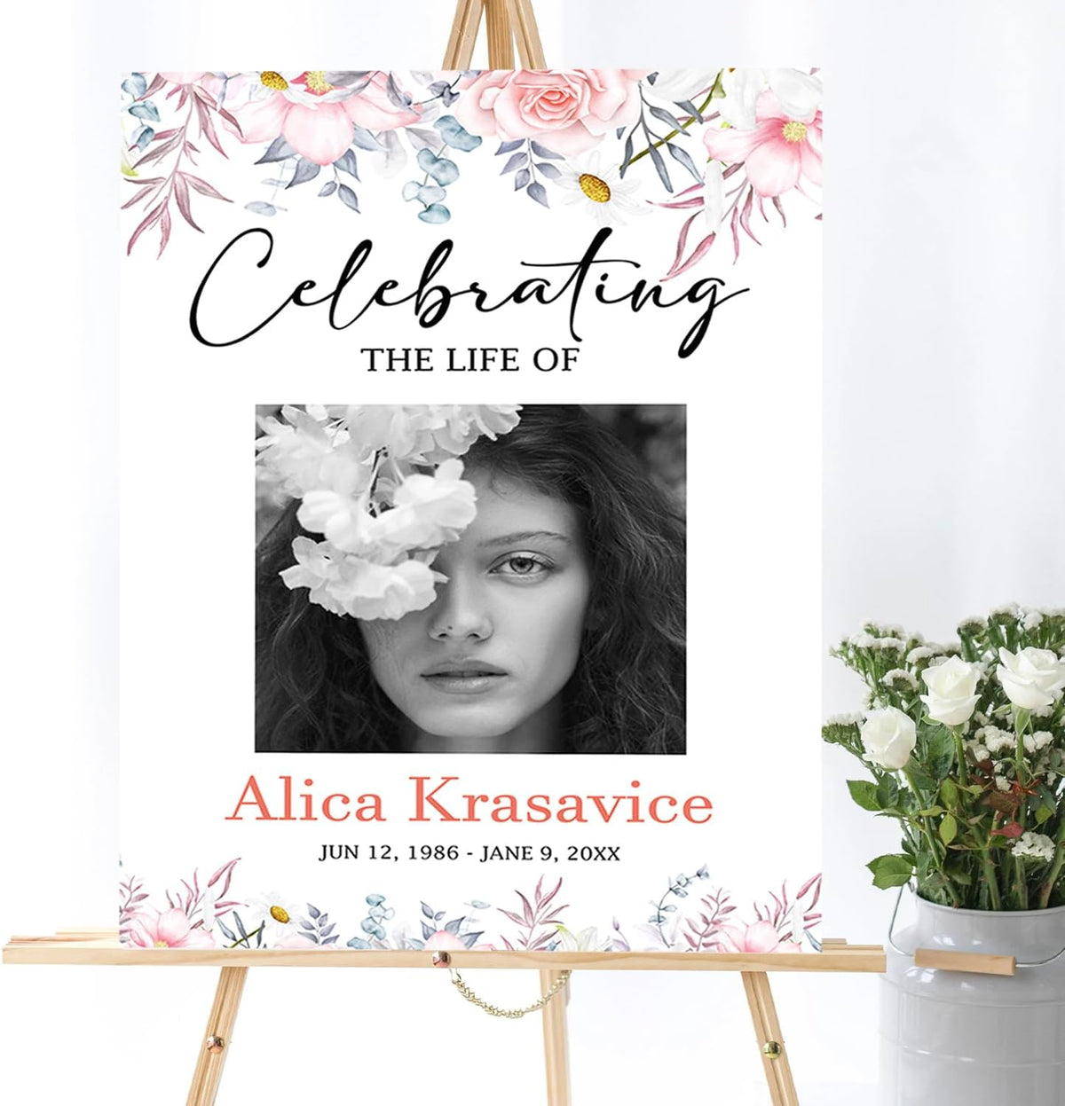 Greenery Funeral Welcome Sign, Celebration of Life Decoration, Large Funeral Sign, Memorial Sign