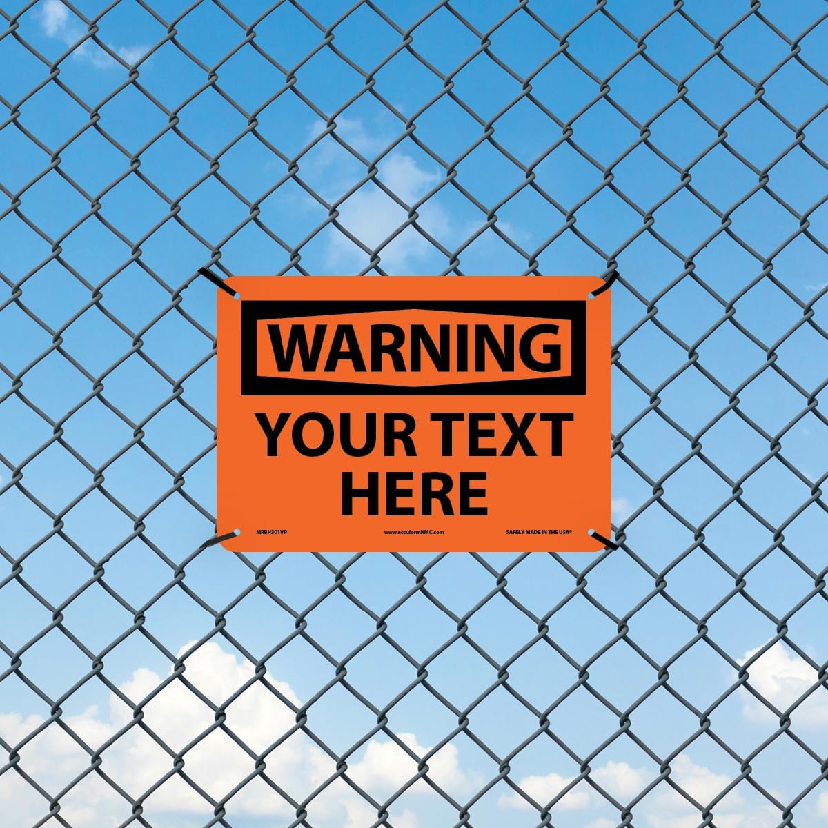 Custom OSHA Style Warning Sign 7" x 10" Plastic Sign, Customizable "Your Text Here", by AccuformNMC