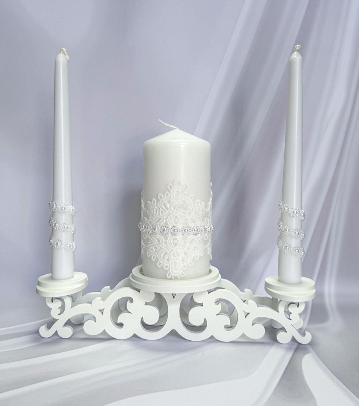 Unity Candle Set - Wedding Ceremony & Reception – 6” Pillar & Two 10” Taper Candles – Long Burning