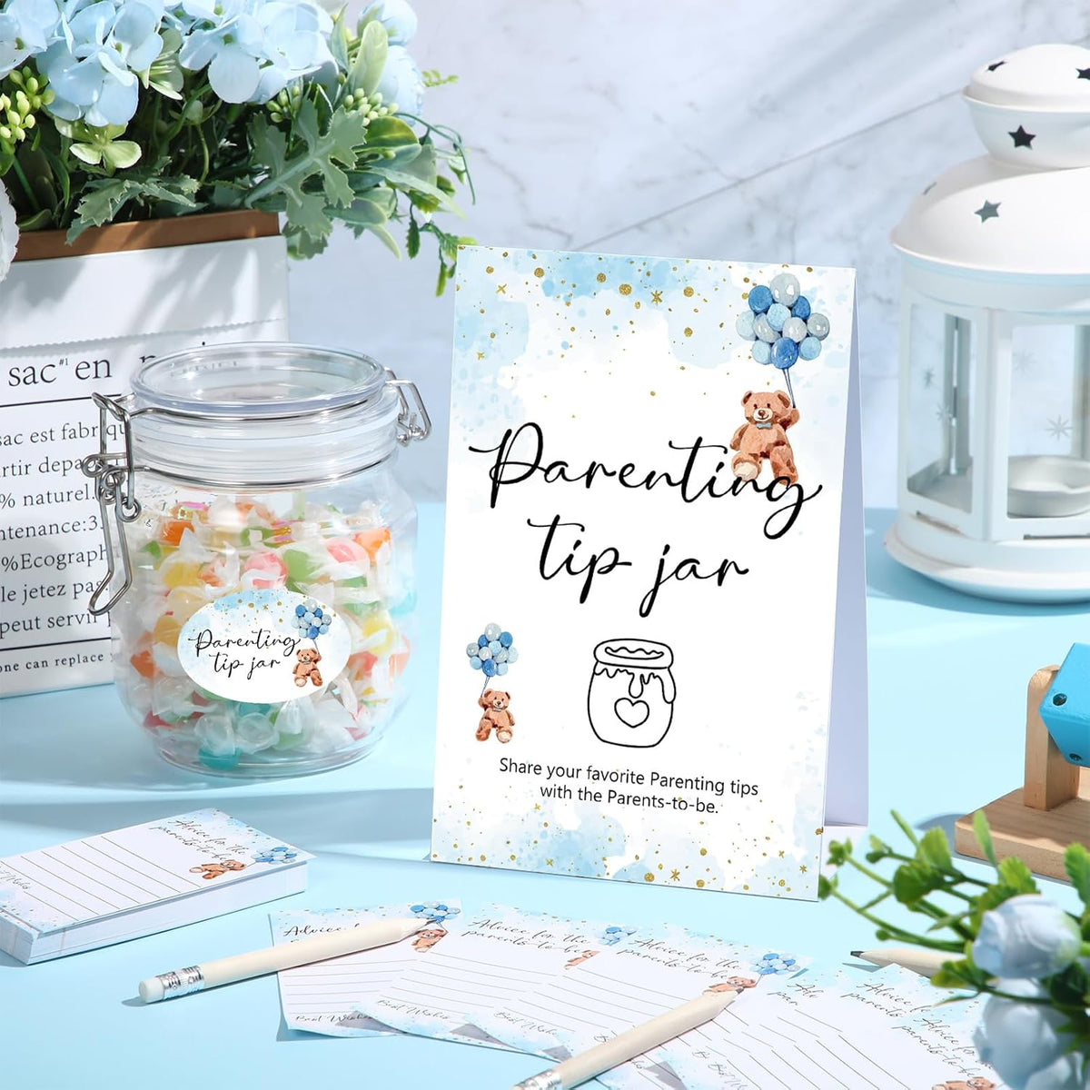 Roowest Baby Shower to Baby Advice Cards for New Parents to Be - Tip Jar Sign for New Parents 60