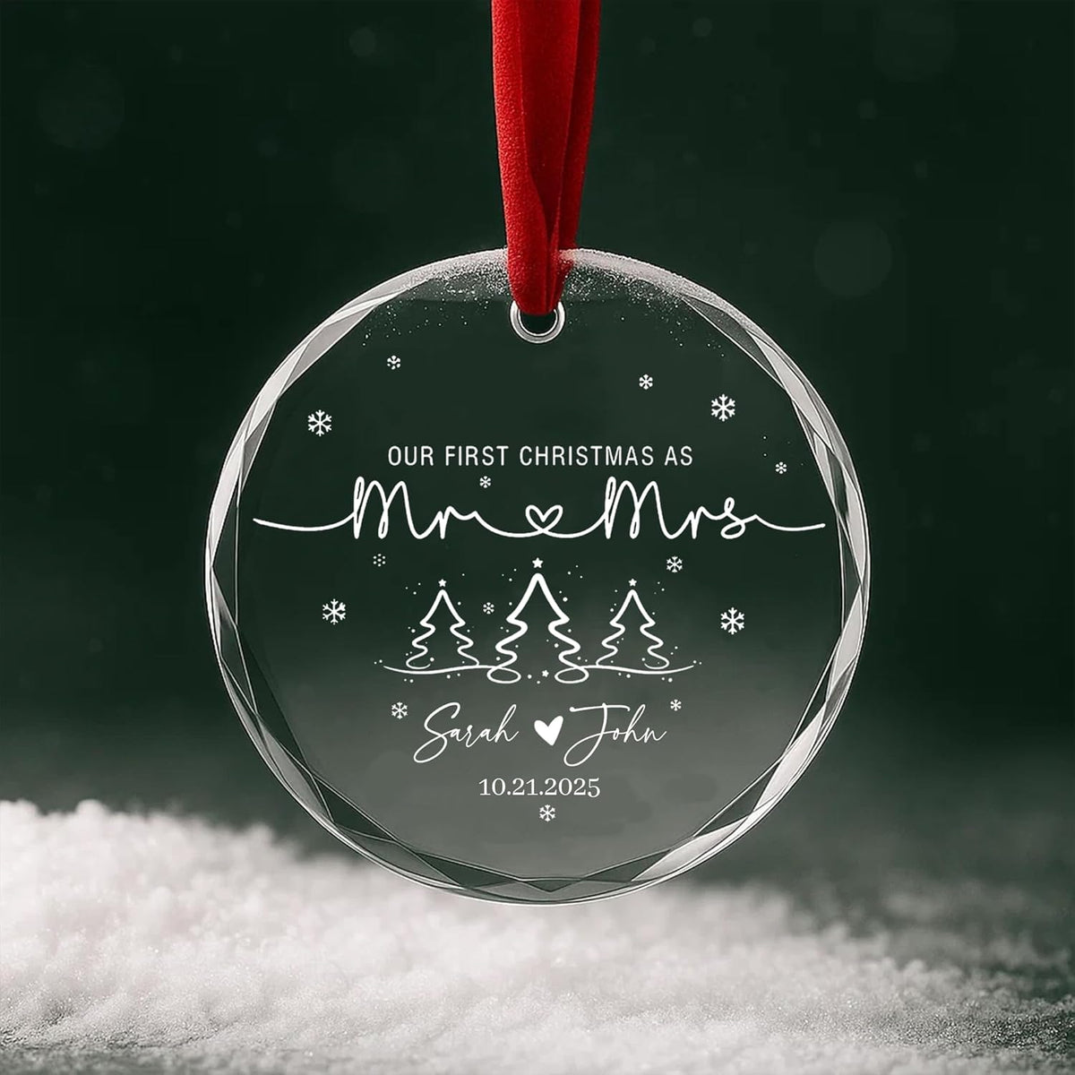 Personalized Glass Ornament 2025 for Married Couples with Name, Custom Wedding Keepsake Gift for