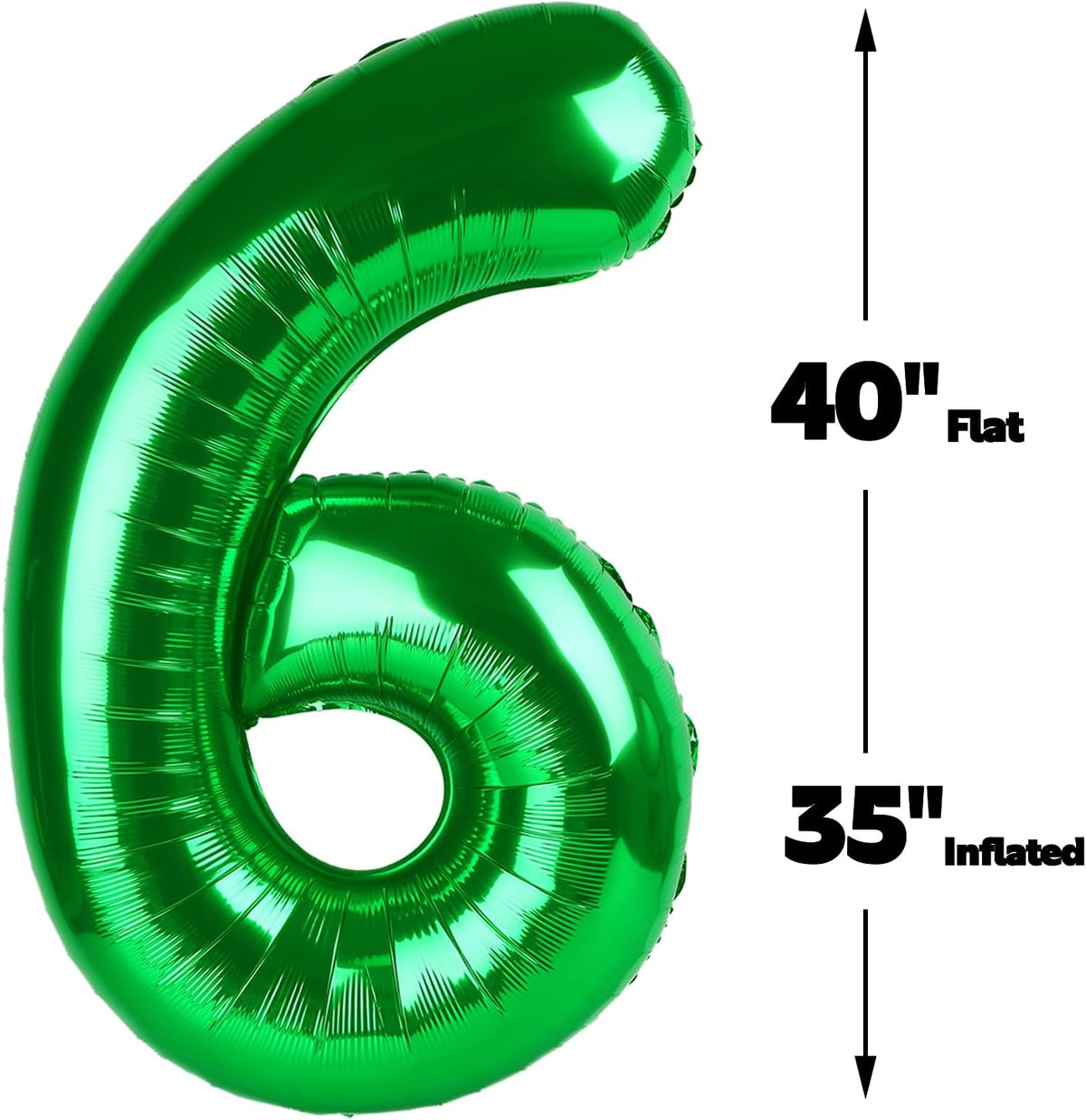 40 Inch Green Mylar Foil Number 6 Birthday Balloon, Digital Balloons for 6 16 Boy Girl Party