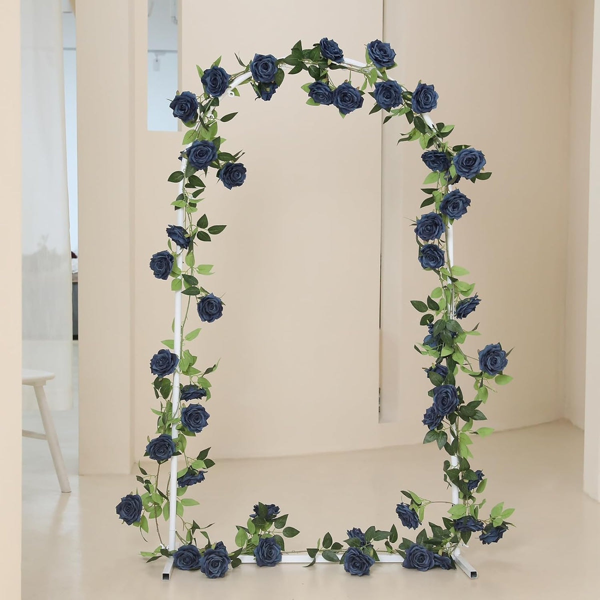 2 Strands 73'' Artificial Silk Rose Flower Vines Garland, Fake Roses Floral Green Leaves Hanging