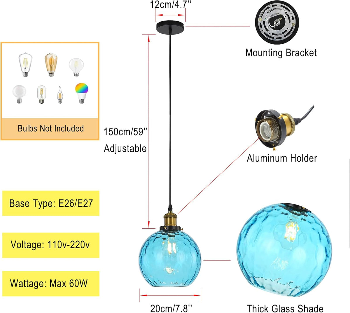 Pendant Light Shade Industrial Hanging Lights Fixtures Ceiling Outdoor Pendant Lighting for Kitchen