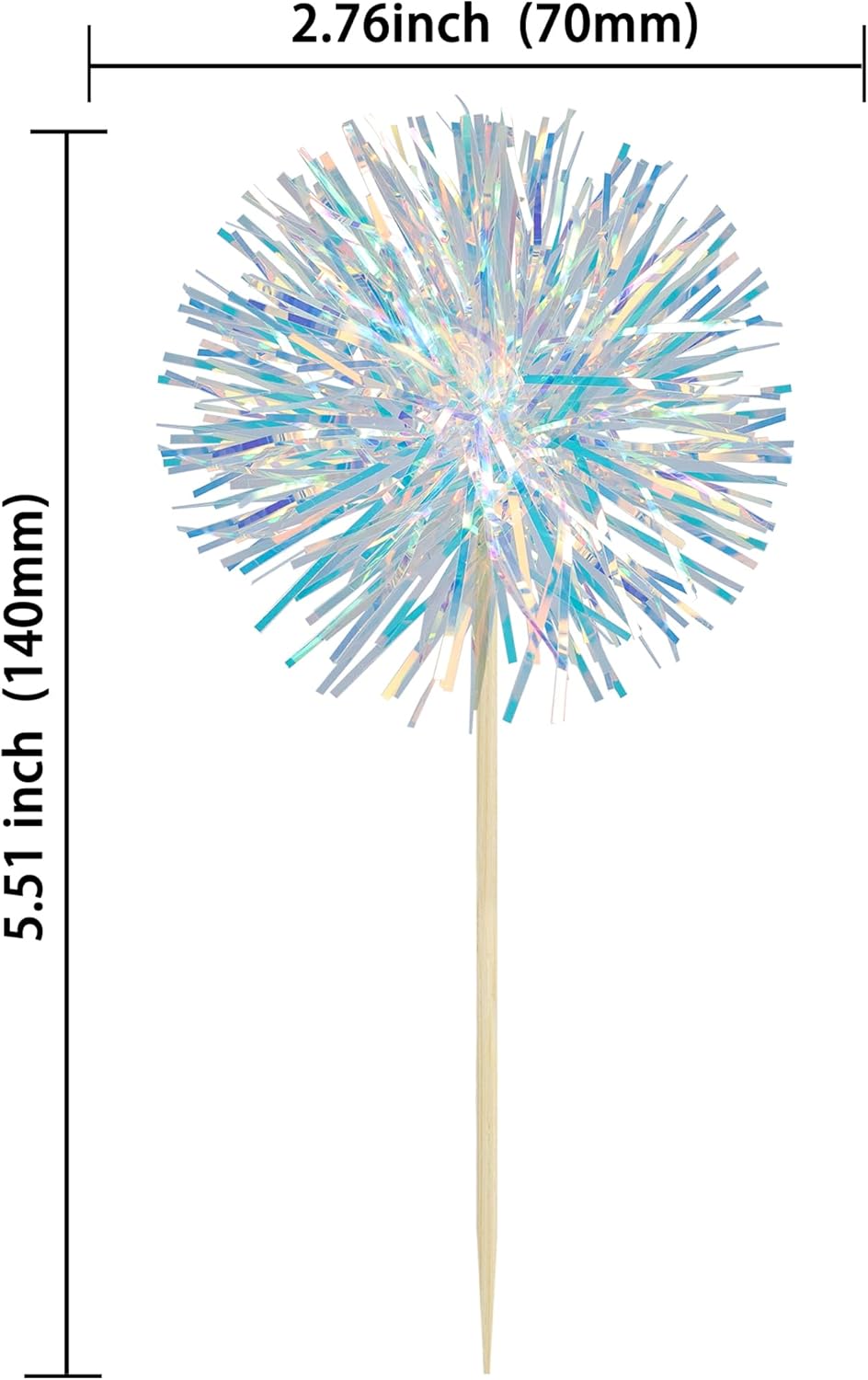 Ephlyn 30Pcs Foil Firework Cupcake Toppers Sparkle Tinsel Cupcake Picks Drink Stirrers Cocktail