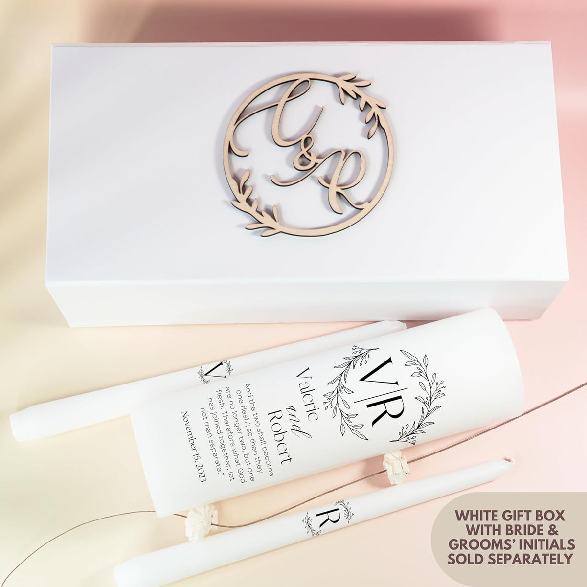 Unity Candles for Wedding, Modern Unity Set, Custom and Personalized Pillar and Taper Candles with
