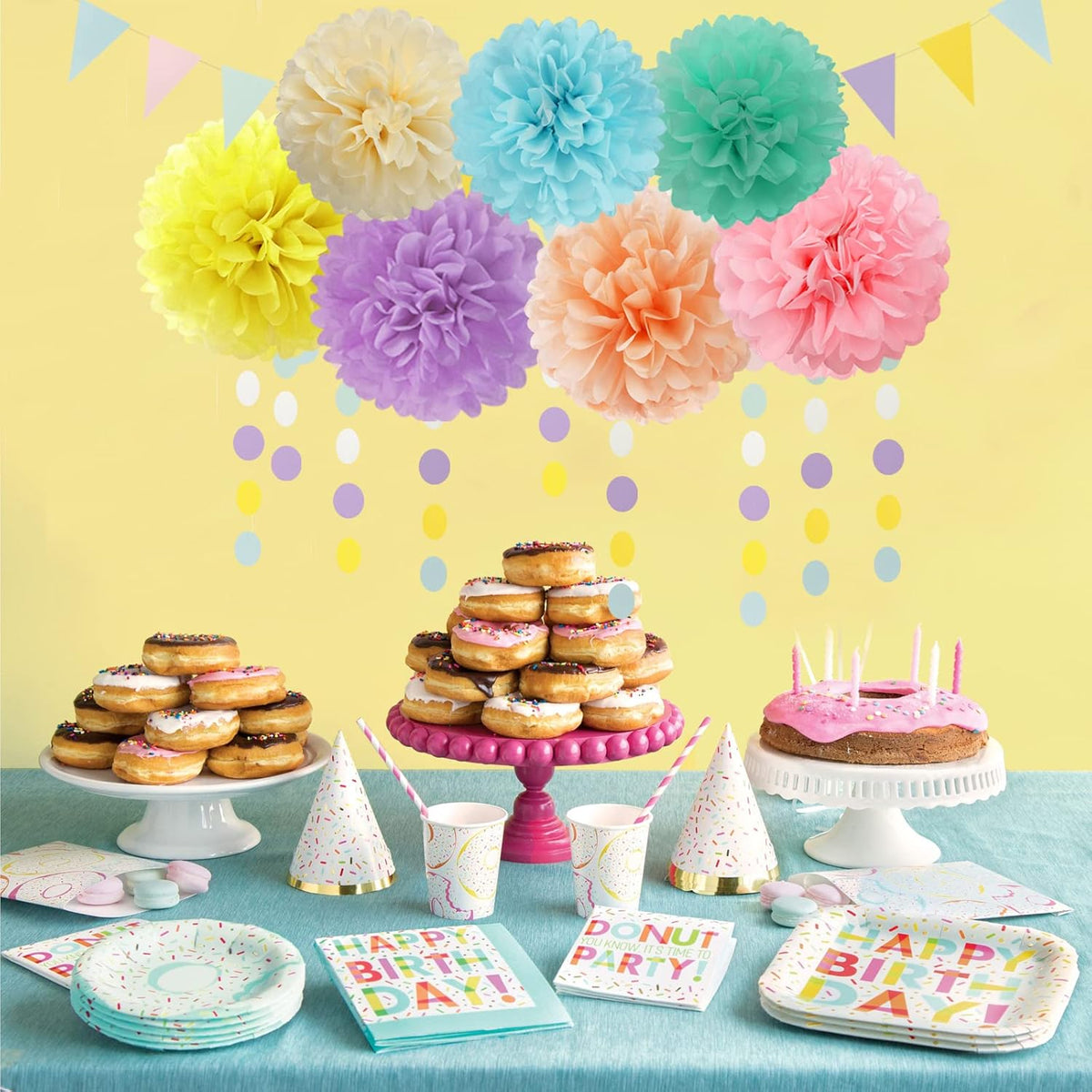 Pastel Rainbow Party-Decorations Supplies Streamers-Garland - 29pcs Baby Shower Birthday Wedding