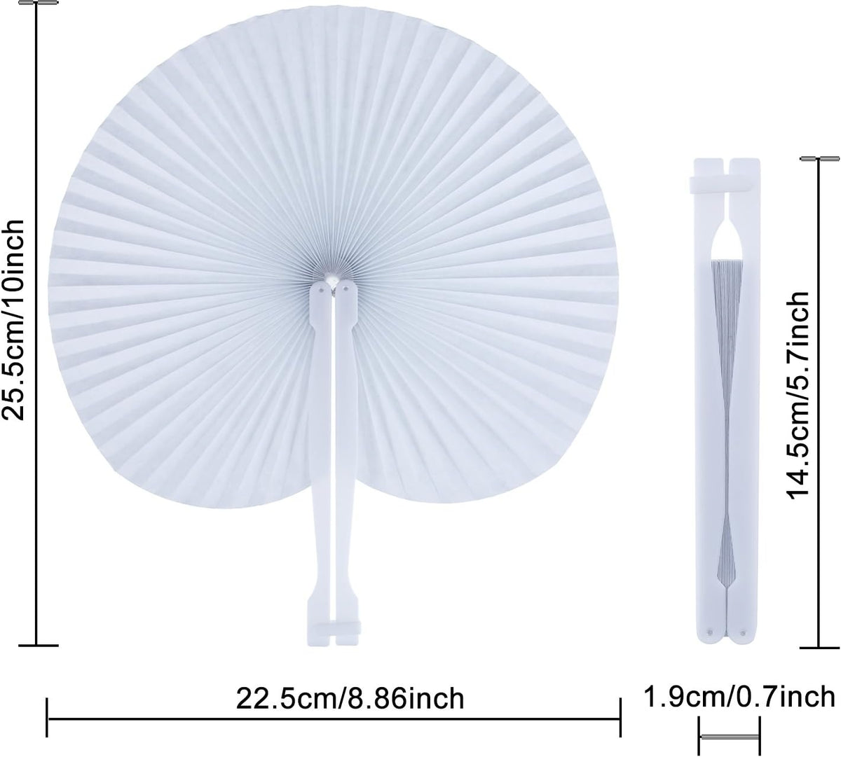 Pangda 24 Pack Folding Fans Round Paper Fans Assortment with Plastic Handle for Wedding Favor Party