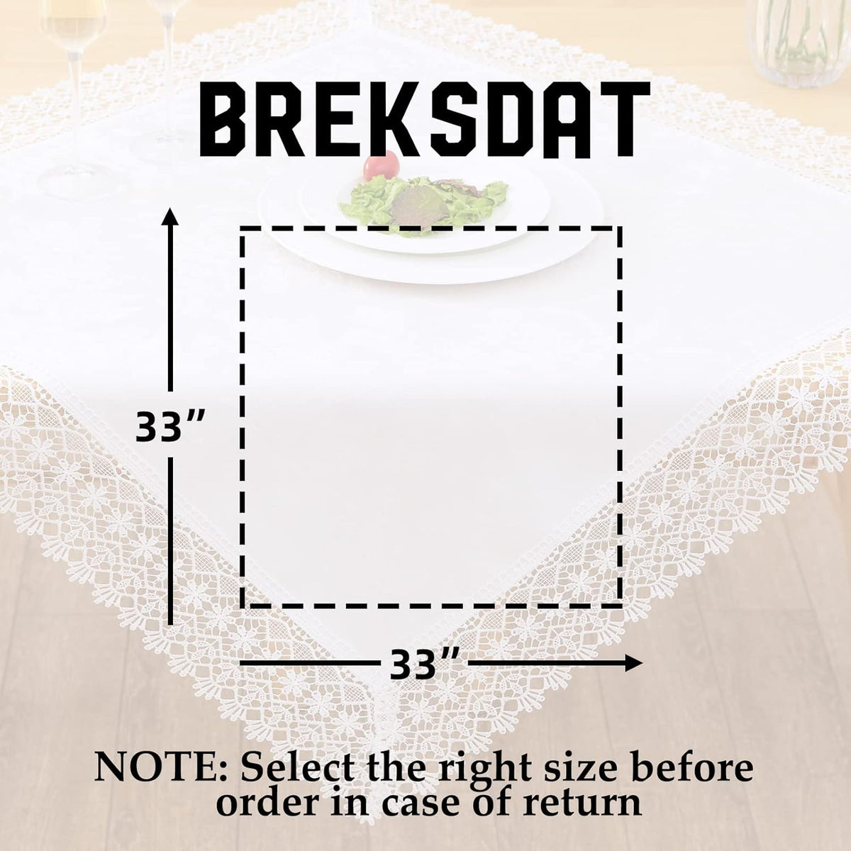 White lace Premium Square Farmhouse Tablecloth Waterproof OilProof SpillProof AntiShrink Soft