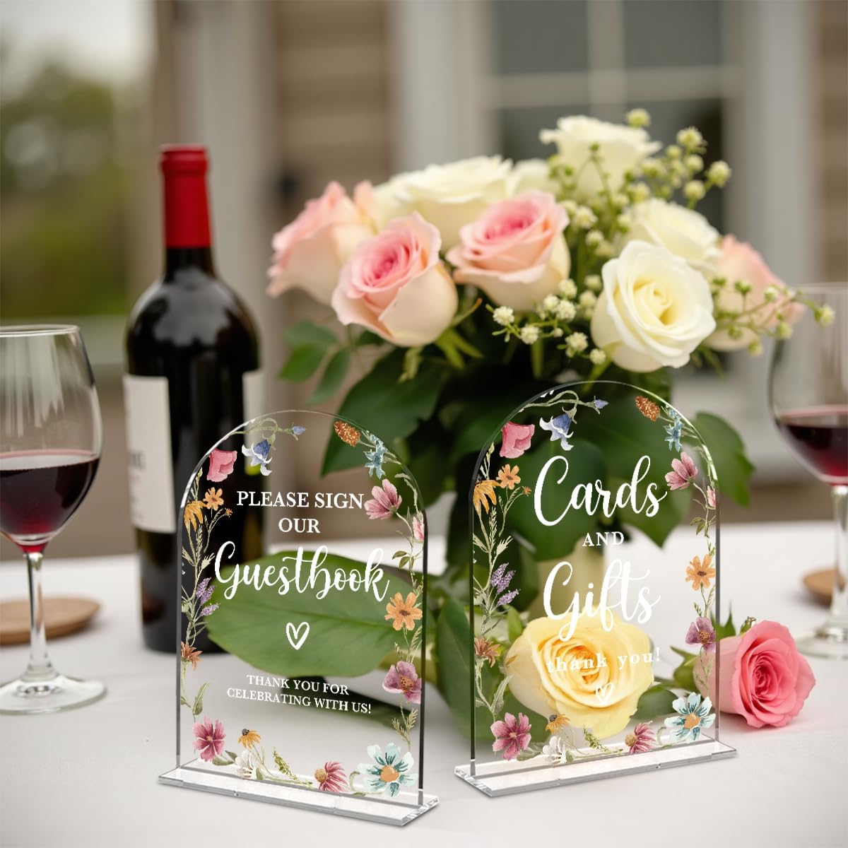 2 Pcs Acrylic Wedding Signs for Reception, Bridal Shower Decorations, Cards and Gifts Signs, Guest