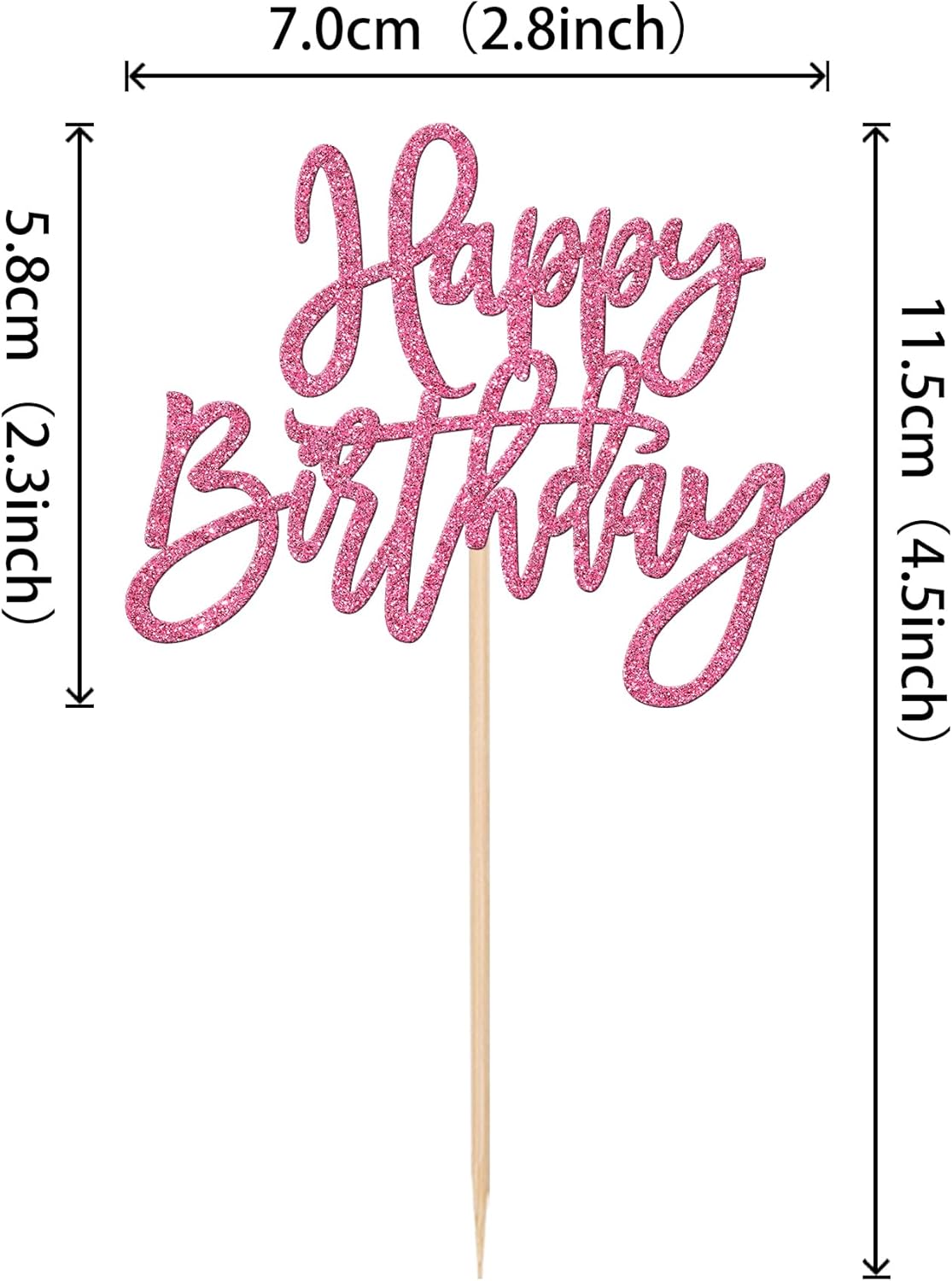 24 PCS Happy Birthday Cupcake Toppers Glitter Happy Birthday Cupcake Picks for Celebrating Happy