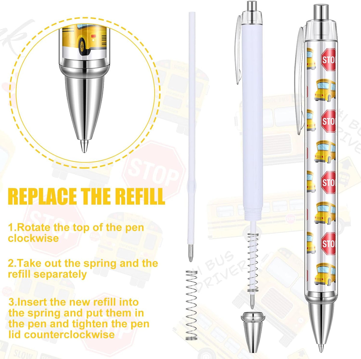 24 Pcs Bus Driver Appreciation Gifts Pens Accessories Thank You Work Ballpoint Pens Birthday Gifts