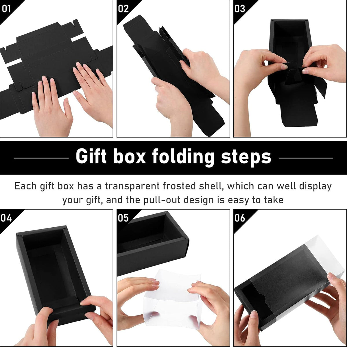 Roowest 50 Sets Kraft Gift Boxes Rectangle Kraft Paper Drawer Box with Window Homemade Soap Box