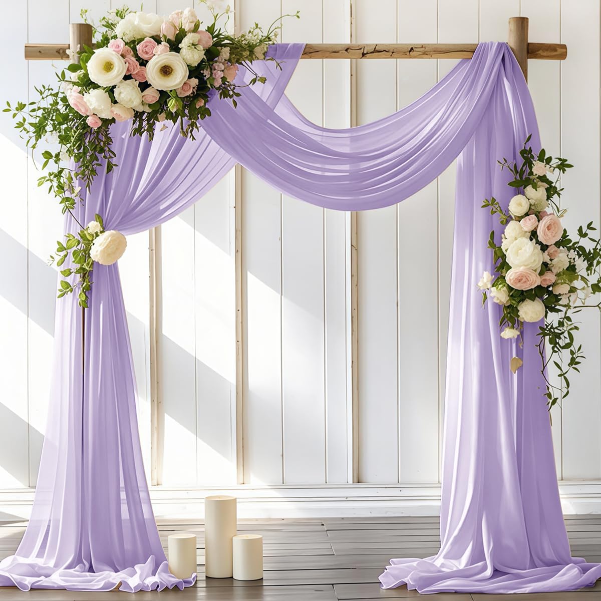 Wedding Arch Draping Fabric 2 Panels 30'' x 18FT Lilac Sheer Chiffon Arch Drapery for Photo Booth