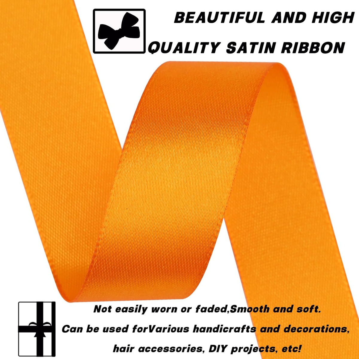 Orange Ribbon 7/8 Inch 60 Yards Satin Craft Ribbon-Single Face Polyester Ribbon for Handmade