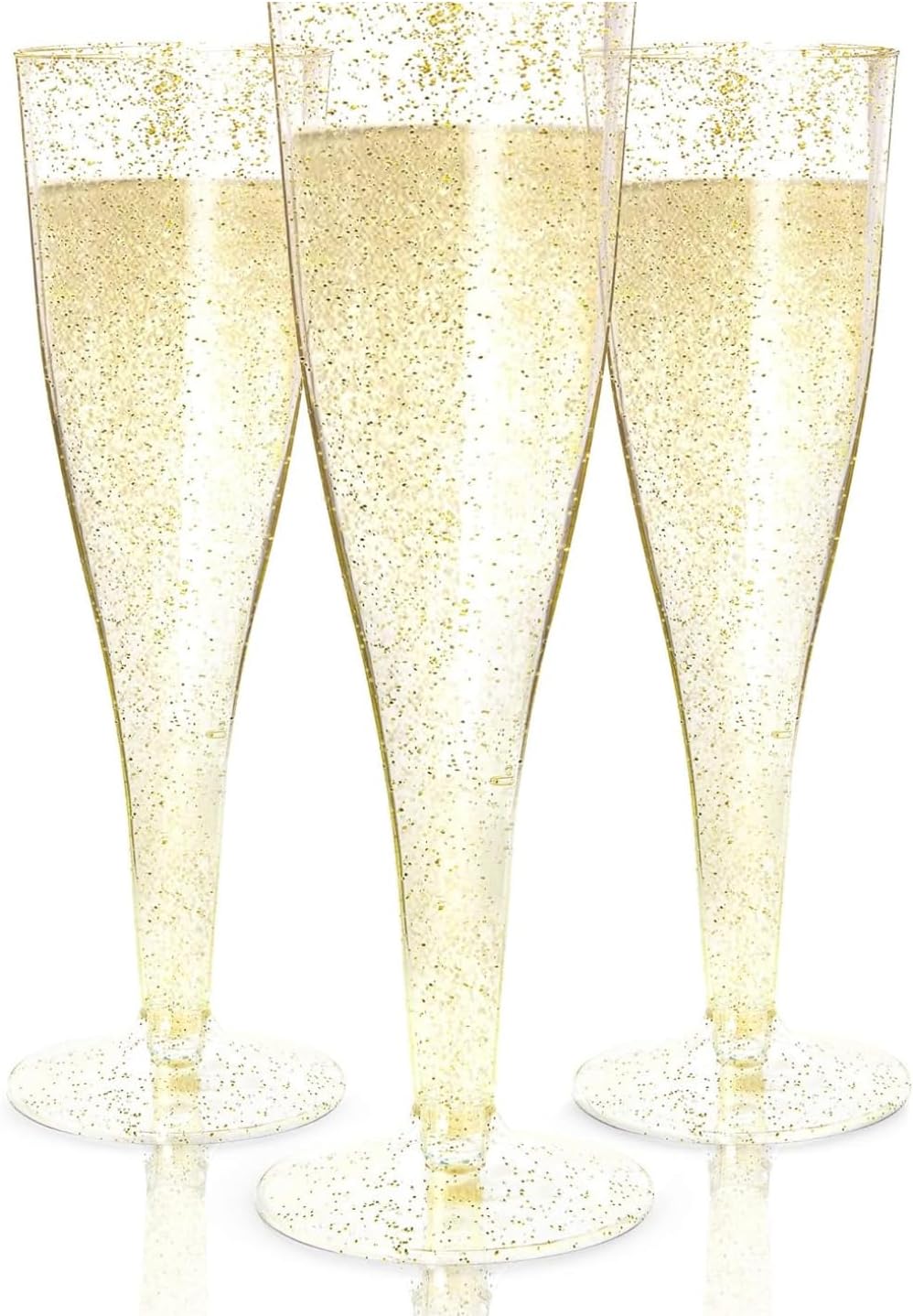 Prestee 24 Plastic Champagne Flutes - Gold Champagne Flutes Plastic - Gold Disposable Mimosa Flute