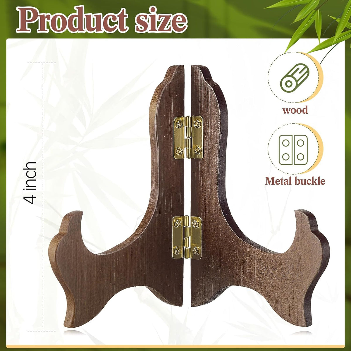 Tatuo 4 Packs Wooden Display Stand Decorative Plate Stands for Display Picture Frame Holder