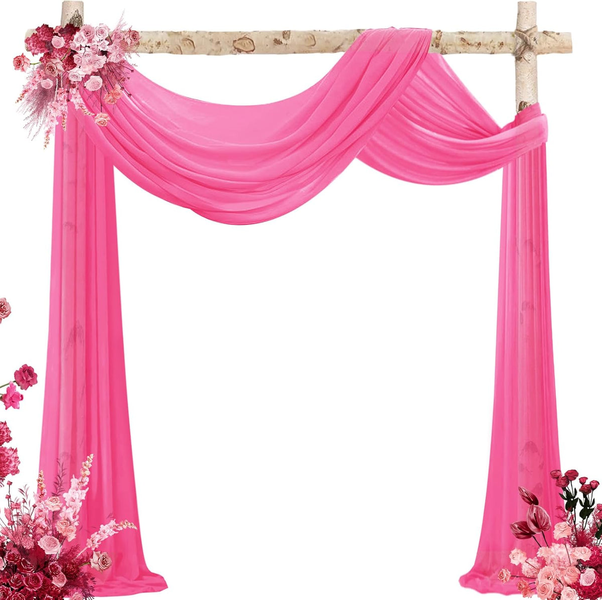VOK Wedding Arch Draping Fabric Chiffon Fabric, 29in x 18Ft 1 Panels Sheer Chiffon Outdoor Curtain