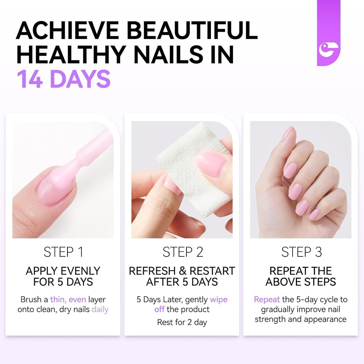 Nail Polish Strengthener and Growth Treatment: Azure Blue 15ml Gelike EC 6 in 1 Natural Nail