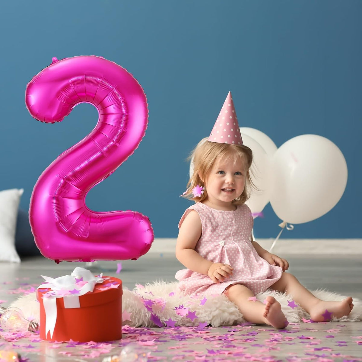 Hot Pink 6 Balloon,40 Inch Number 6 Balloon,6 Birthday Balloon Decorations, Foil Mylar Helium 6