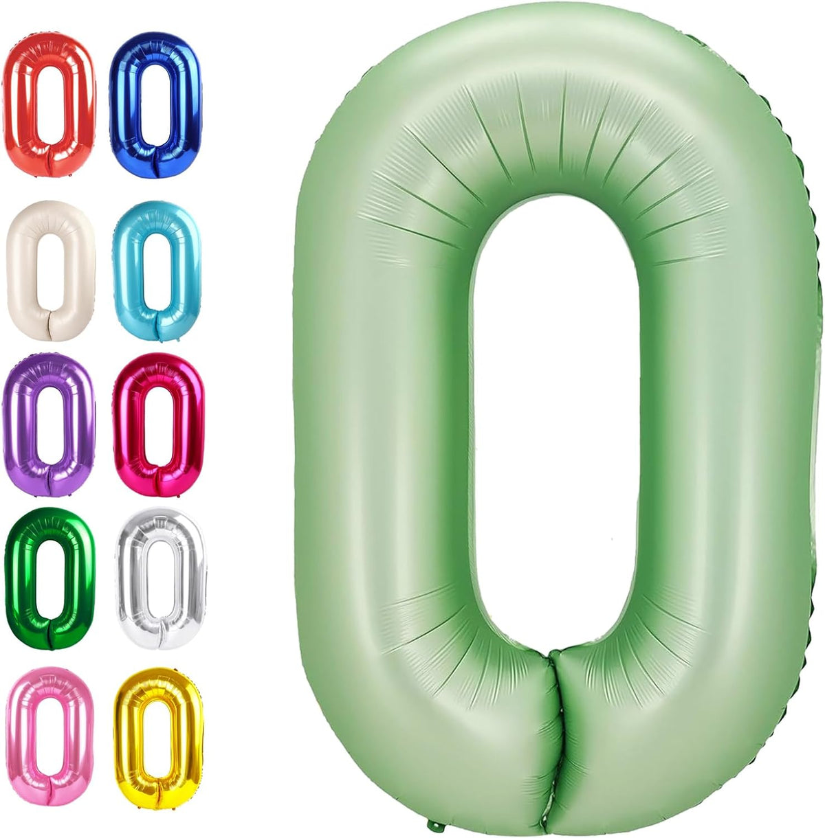 Sage Green 40 Inch 0 Number Balloons, 0 Decorations for 10 20 30 40 50 60 70 80 90 100 Birthday