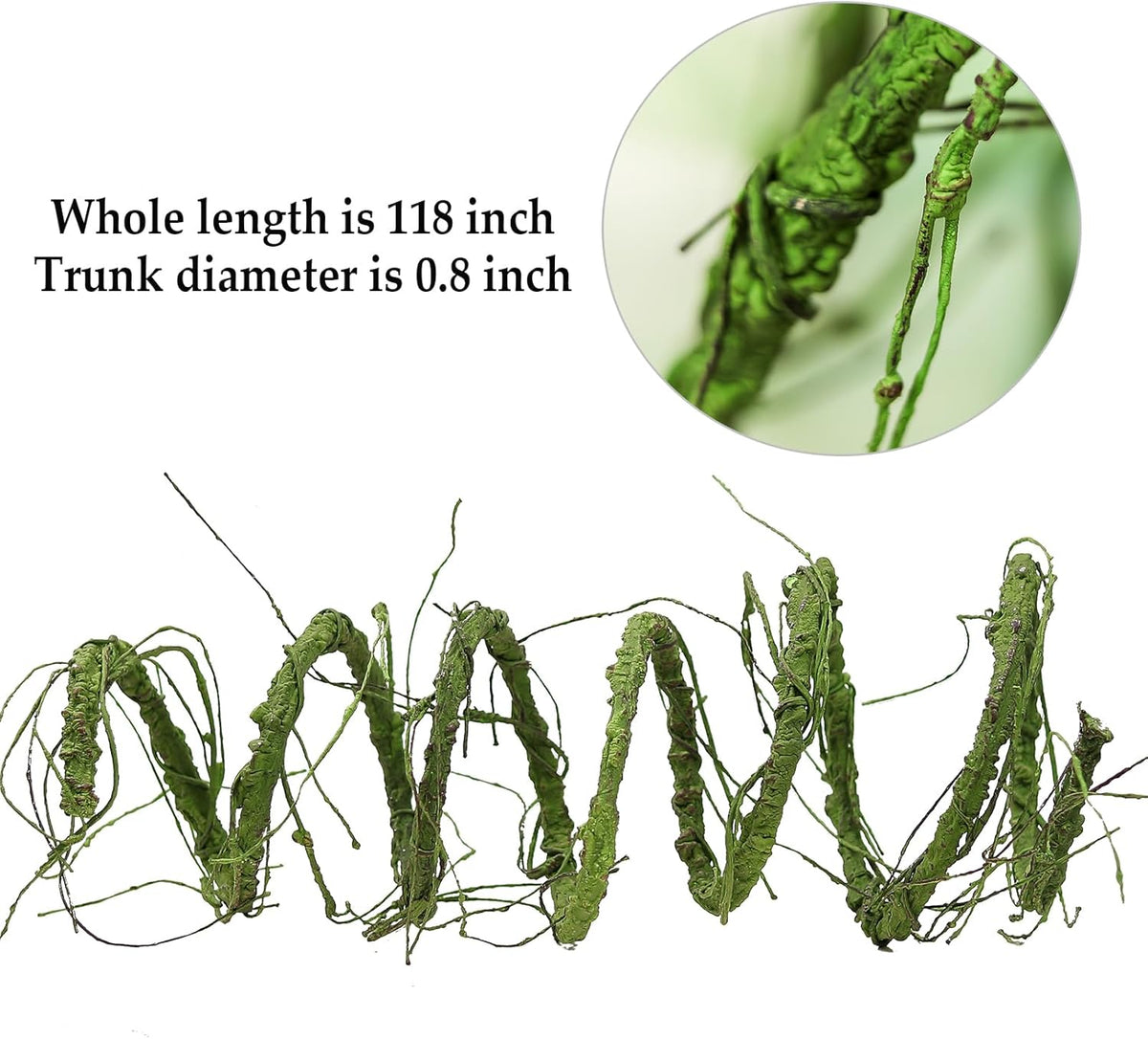 118 inch Medium Malleable Artificial Green Tree Branches Grapevine Garland Fake Cherry Blossom Tree