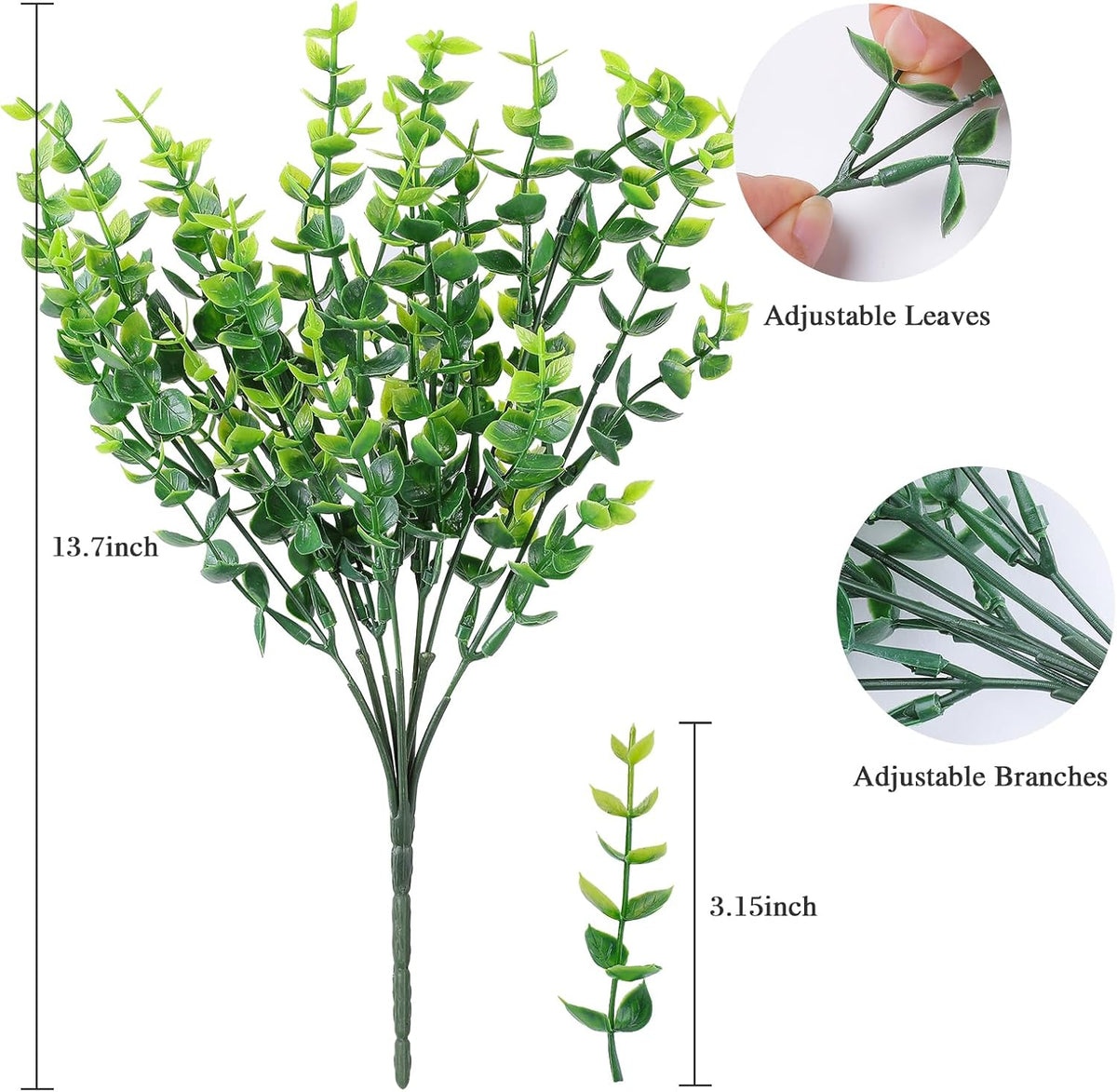 AmyHomie 20 Bundles Green Artificial Plants for Outdoor Spring Summer Decor UV Resistant Faux Wheat