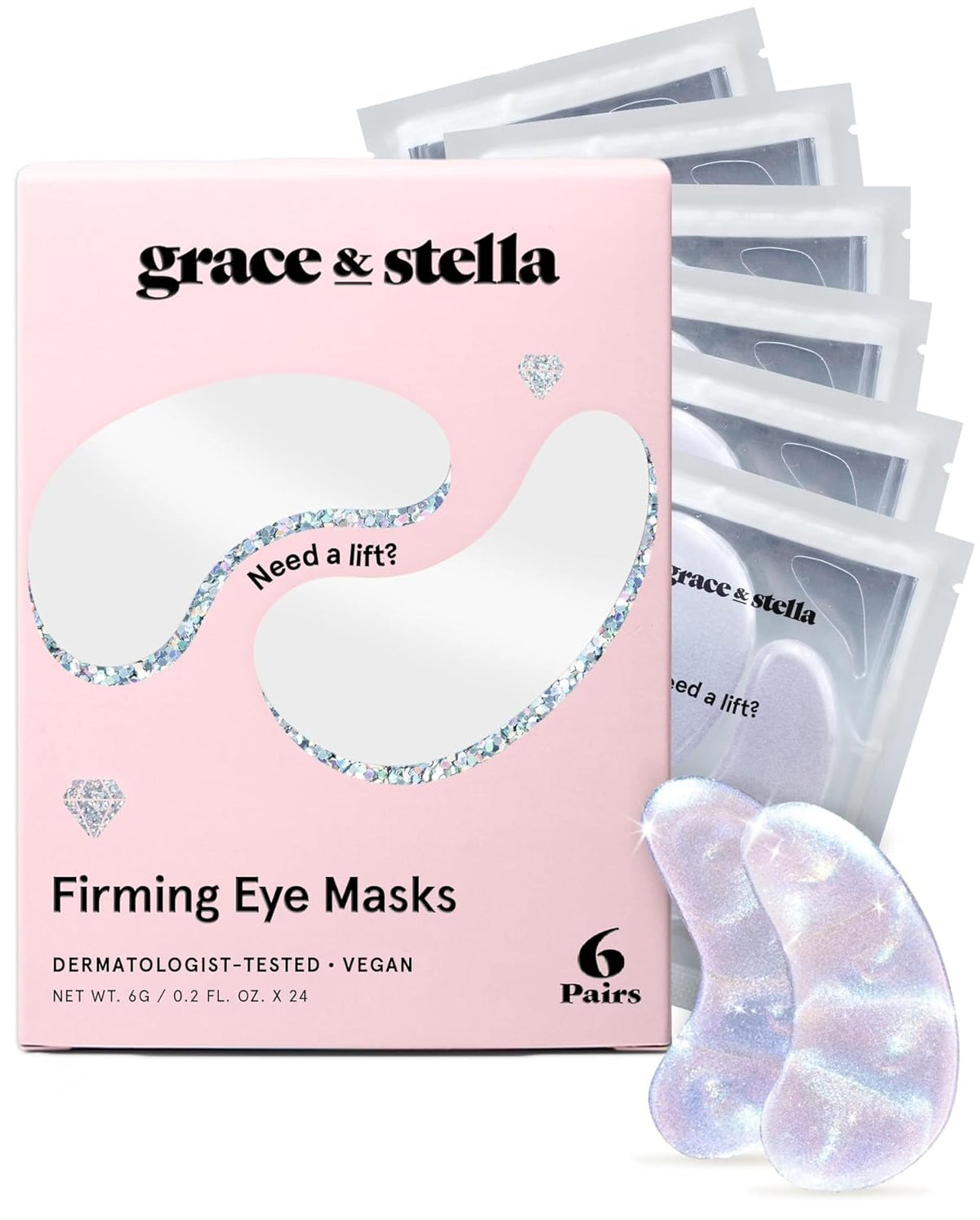 grace & stella Peptide Under Eye Patches with Niacinamide & Rice Extract - Firming Eye Masks for