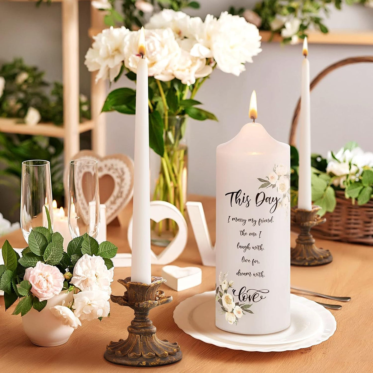 Frienda Unity Candles for Wedding Ceremony Set Wedding Unity Taper Candles Catholic Religious