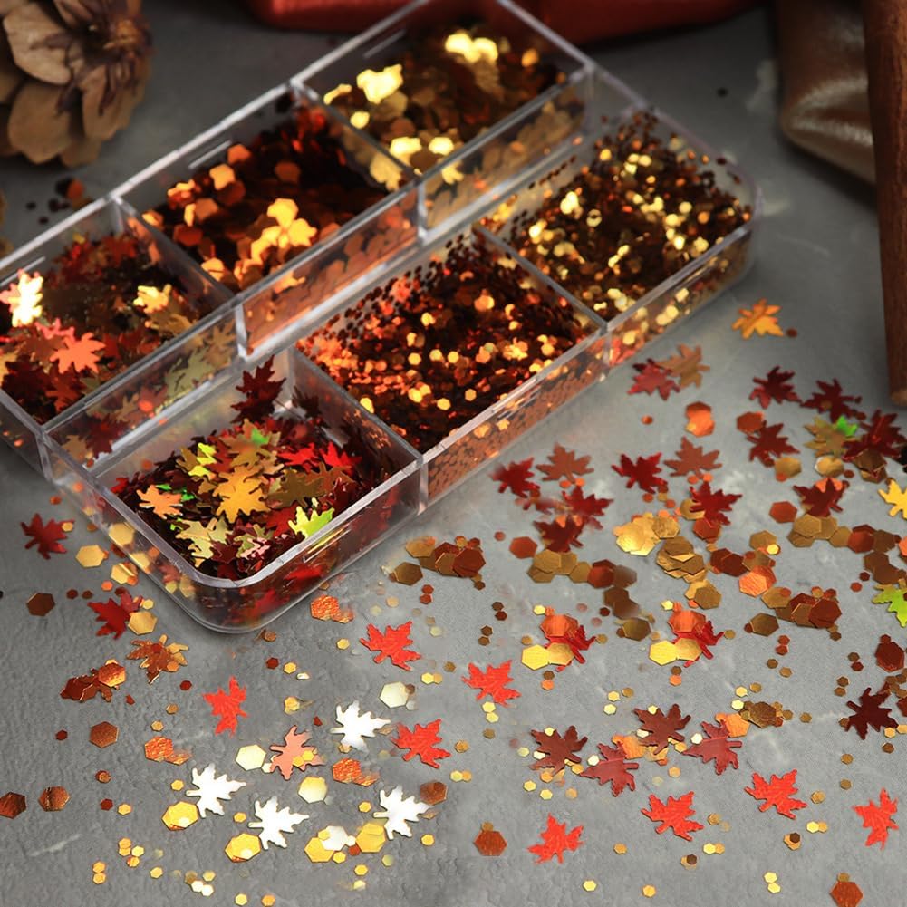 Maple Leaves Confetti,2000pcs Fall Leaves Party Table Decorations Scatter Foil Confetti for Autumn