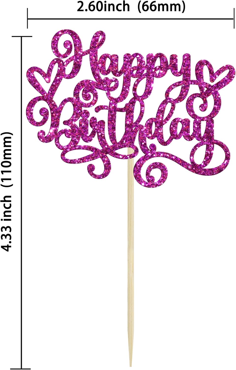 Gyufise 24Pcs Happy Birthday Cupcake Toppers Glitter Happy Birthday Cupcake Picks for Celebrating