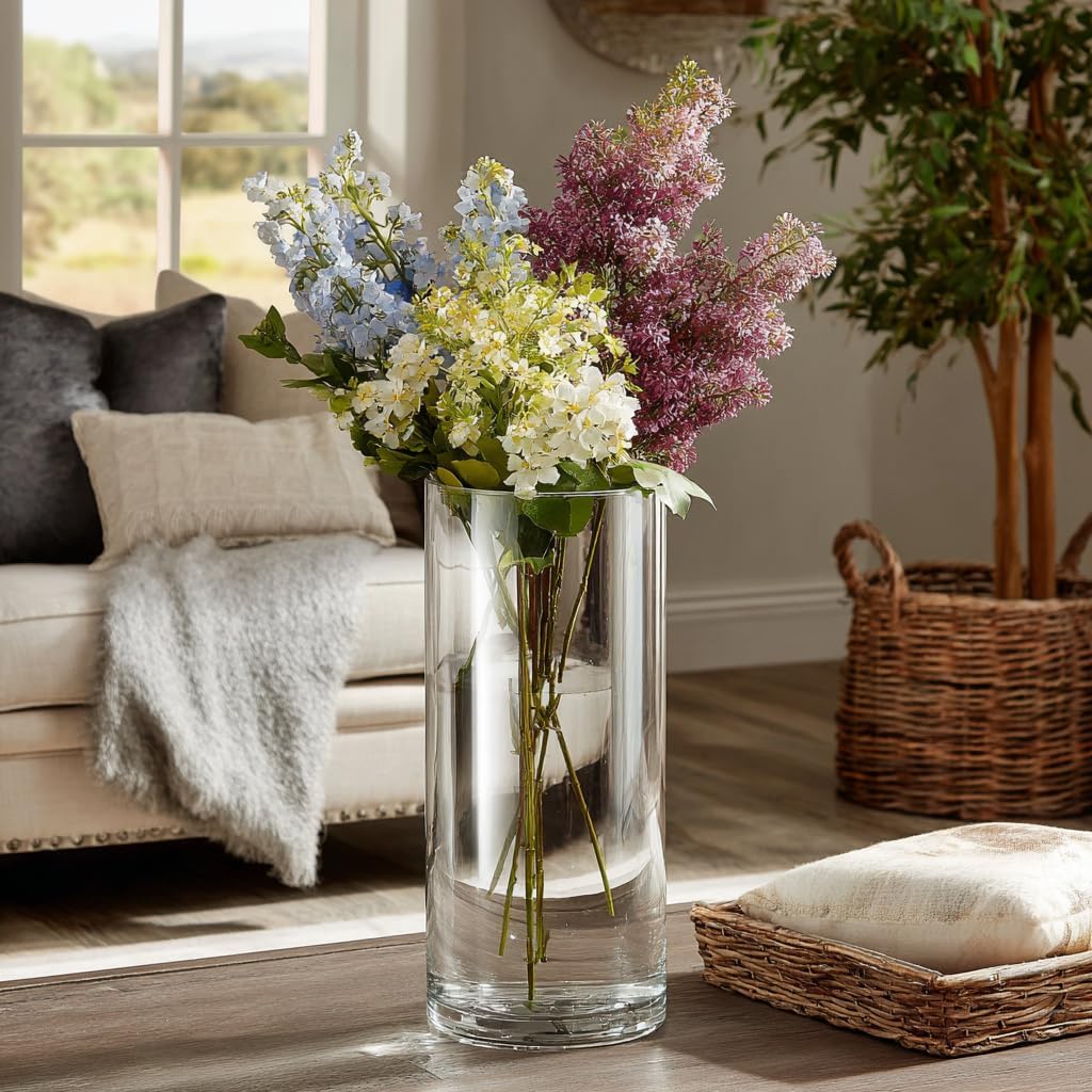 Glass Vase Cylindrical Vase for Tabletop Decoration, Candle Glass Vase, Pebble Vase for Party