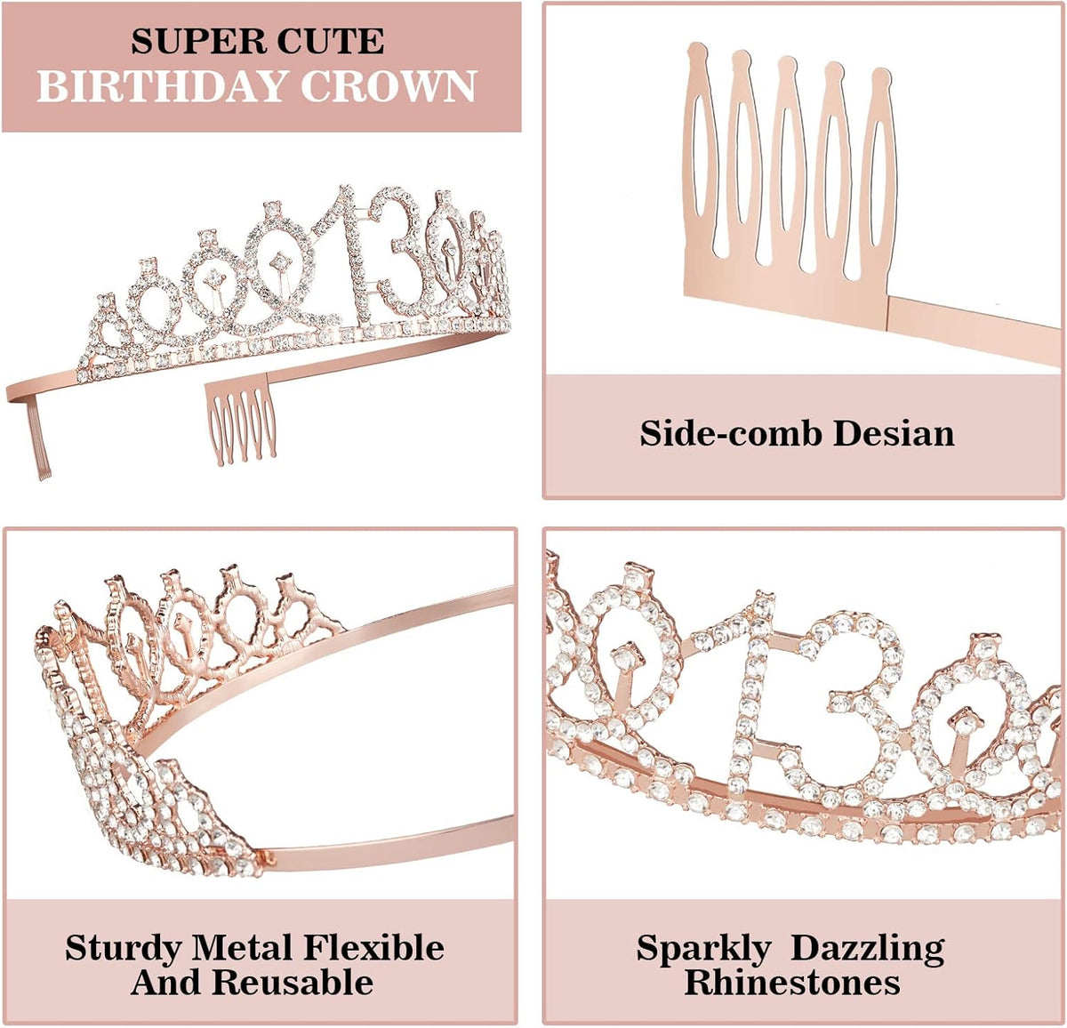 13th Birthday Decorations for Girls, Including 13th Birthday Crown/Tiara, Official Teenager Sash