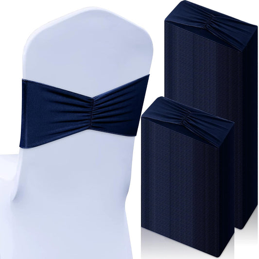 Moukeren 100 Pcs Spandex Chair Sashes Bows Bands Slider Sashes for Chair Covers Elastic Bands Ties