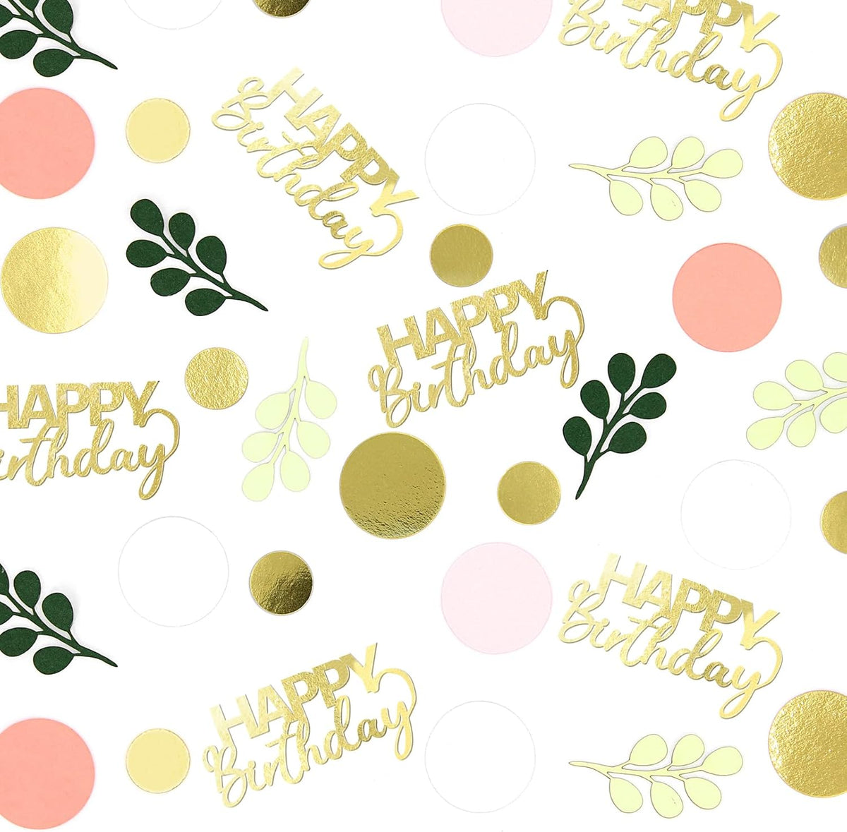 300PC Pink and Sage Green Happy Birthday Confetti for Table Boho Birthday Decorations for