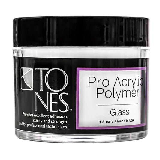 Tones Pro Acrylic Nail Powder, Glass (Clear), (1.5 Fl Oz) - Long-Lasting & Non-Yellowing Polymer