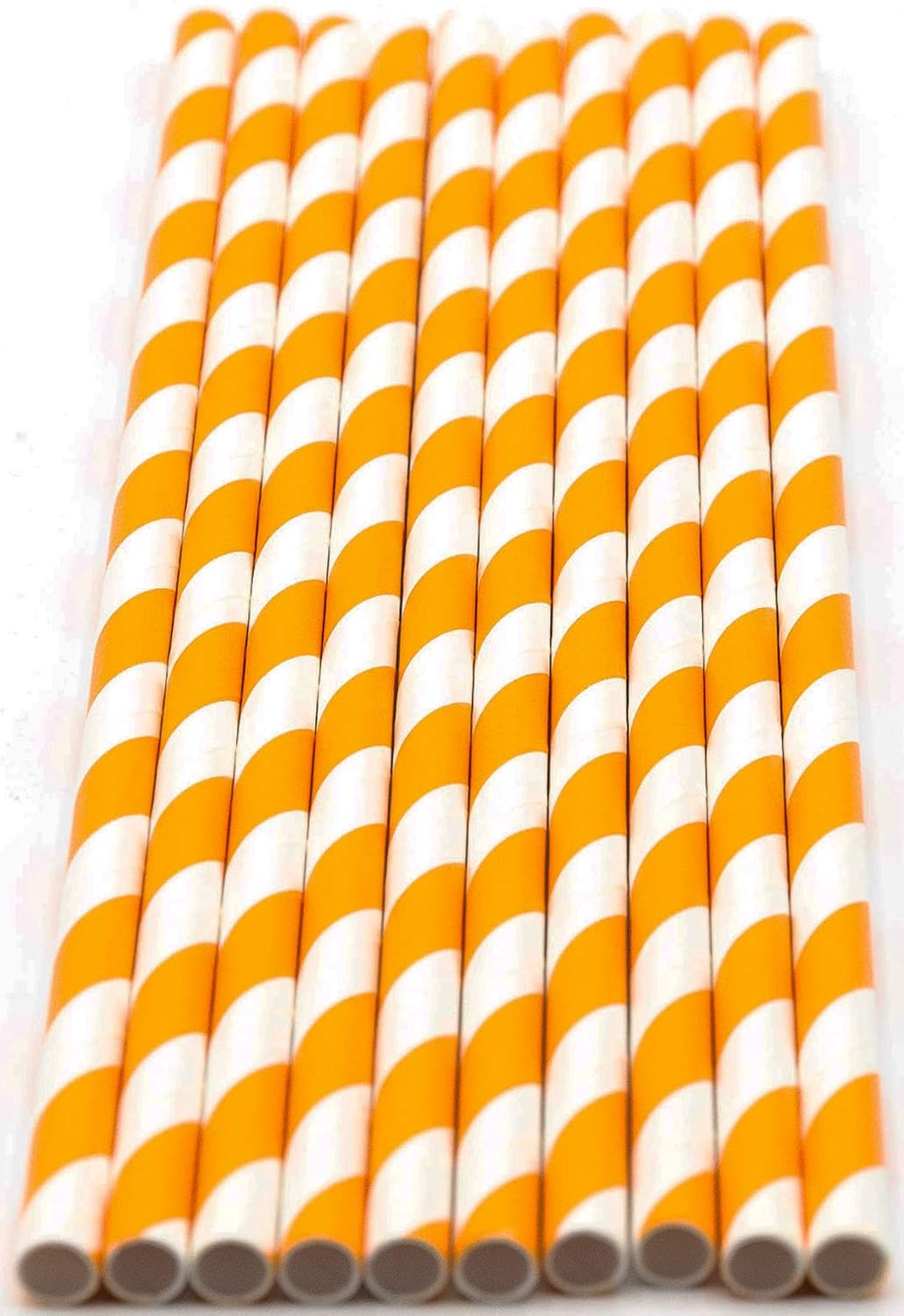 Pack of 900 Orange Swirls Biodegradable 4-Ply Paper Drinking Straws (Compostable, Non-toxic