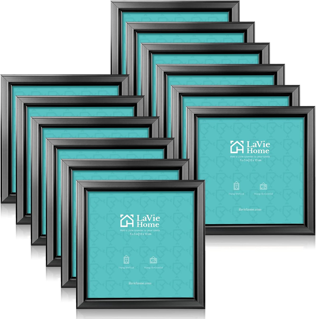 LaVie Home 5x5 Picture Frames (12 Pack, Black) Simple Designed Photo Frame with High Definition