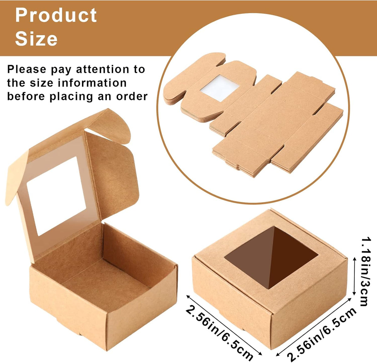 Zonon 30 Pcs Soap Boxes for Homemade Packaging, Mini Kraft Treat Boxes with Window for Bakery Candy
