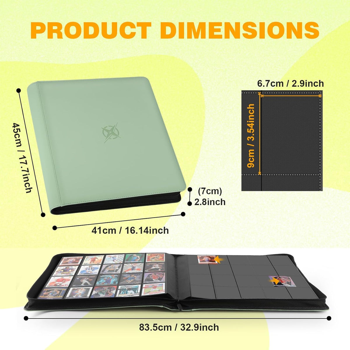 20-Pocket Card Binder, Trading Card Binder Holds 2000 Cards, Premium Zippered Trading Card Album