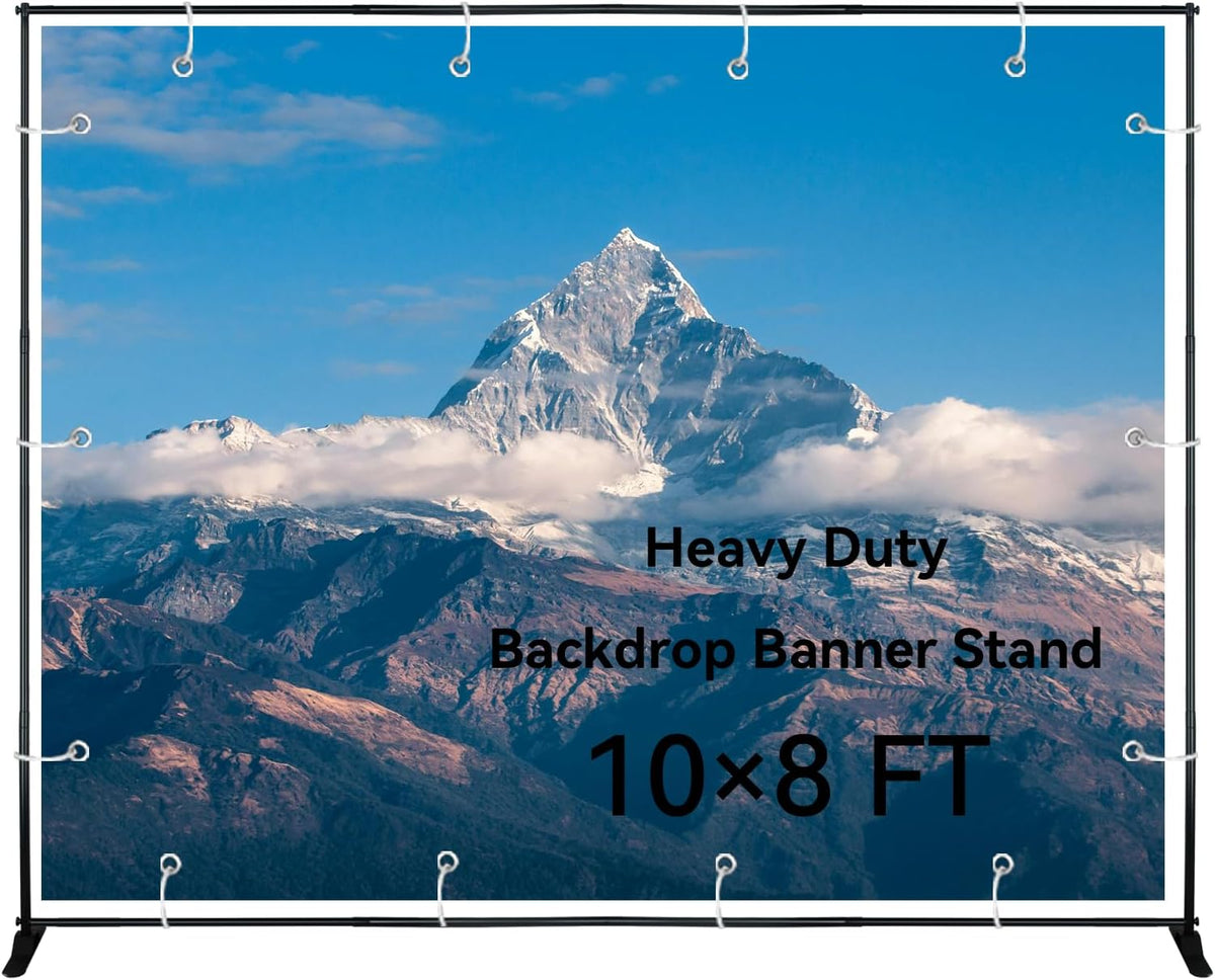 10x8 FT(WxH) Heavy Duty Backdrop Banner Stand with Adjustable Telescopic Tube,Step and Repeat Stand