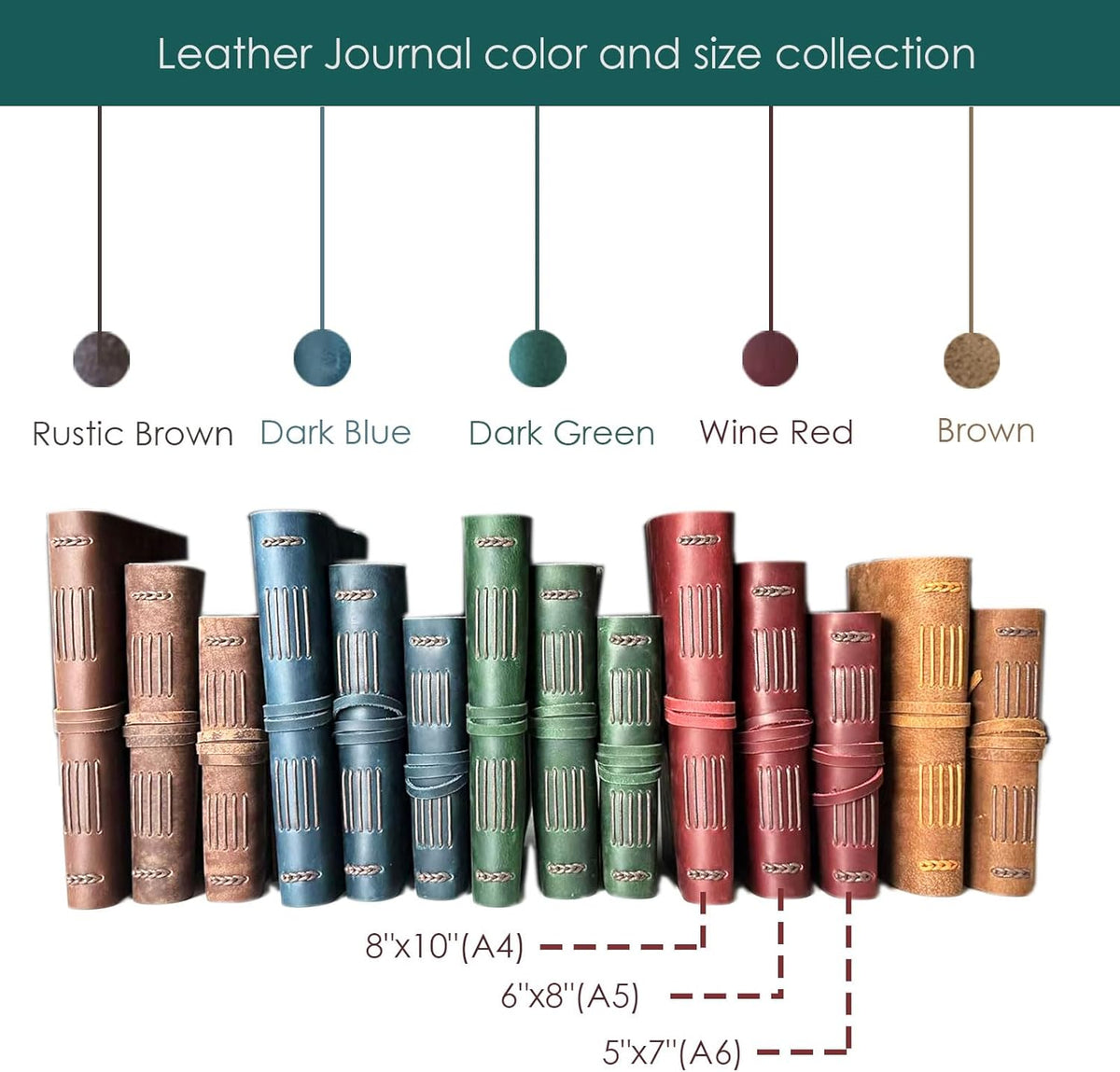 Leather Journal Writing Notebook - Genuine Leather Bound Daily Notepad for Men & Women Lined Paper