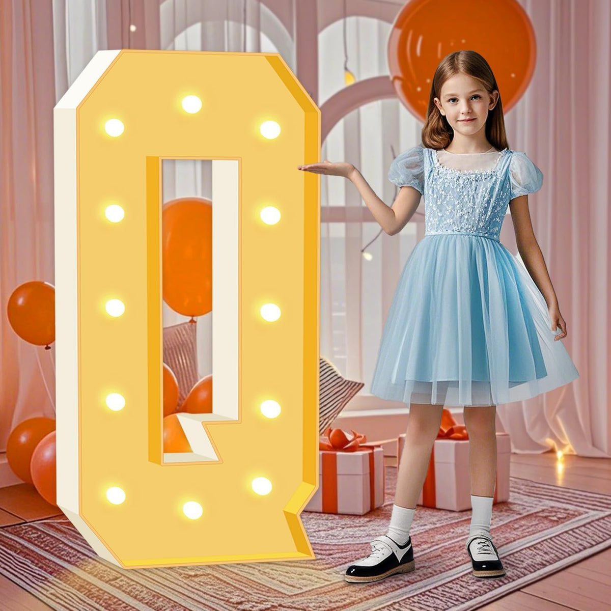 Marquee Light Up Letters, 4FT Marquee Letters Q, Mosaic Light Up Letter for Birthday Baby Shower