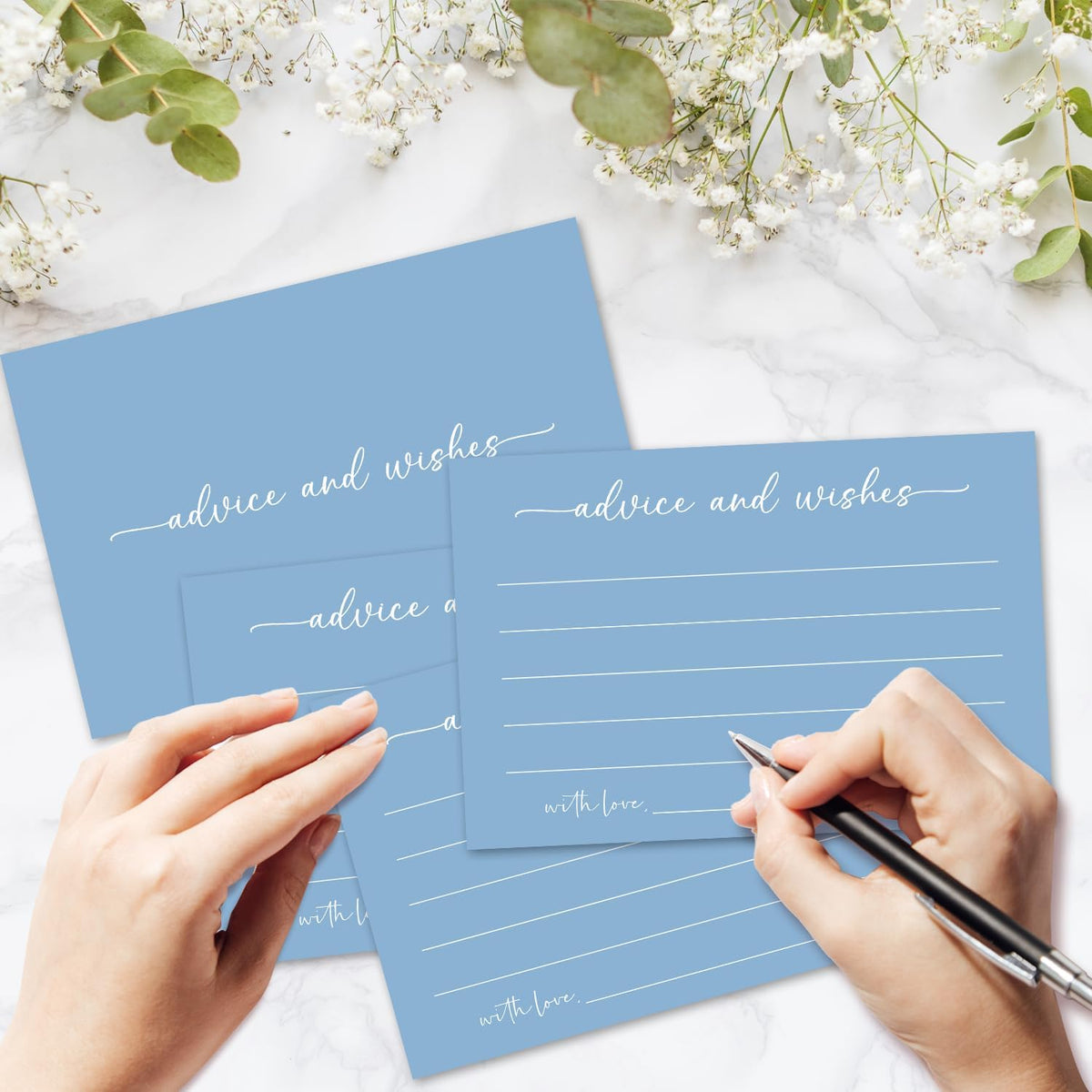 Bule Advice and Wishes Card, Advice Cards for The Bride and Groom, Bridal Shower,Wedding or Baby